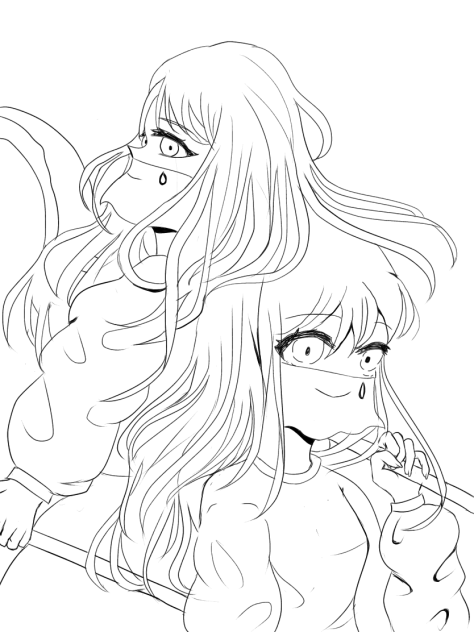 ワタシと私　線画