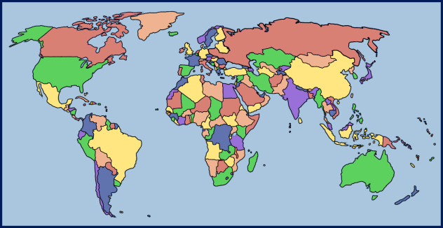 карта мира обрисовка