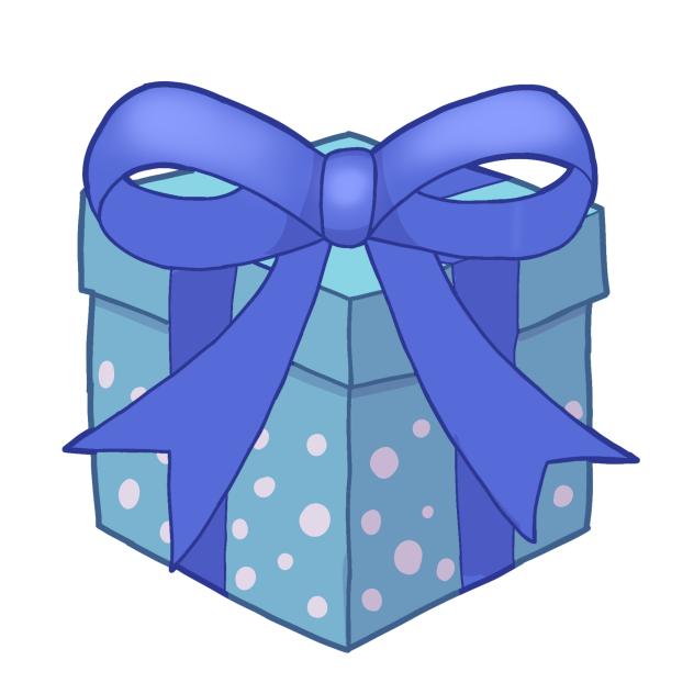 プレゼントボックス（水玉・青）