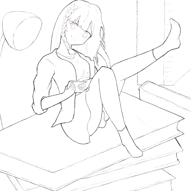 【塗り絵素材】読書の秋