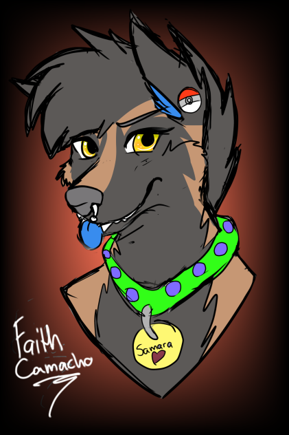 messy German shepherd fursona sketch