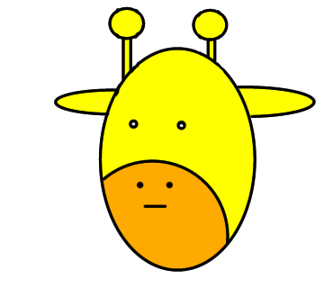 横を向いてるキリンのイラストを描きました(定規・楕円定規・円定規使用)