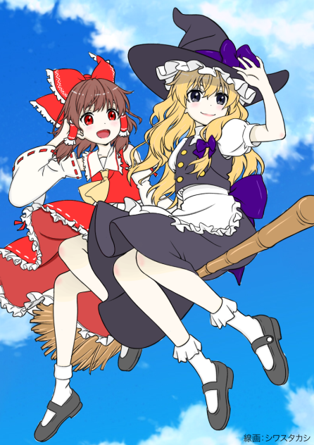 霊夢＆魔理沙 塗り絵 - ibisPaint