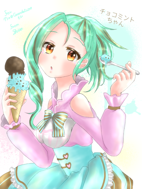 描かせていただきました！チョコミントちゃん♥