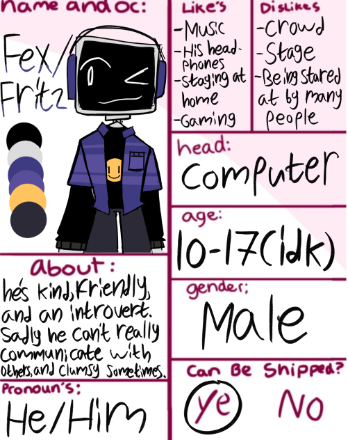 Character sheet for @Frog_ Juice