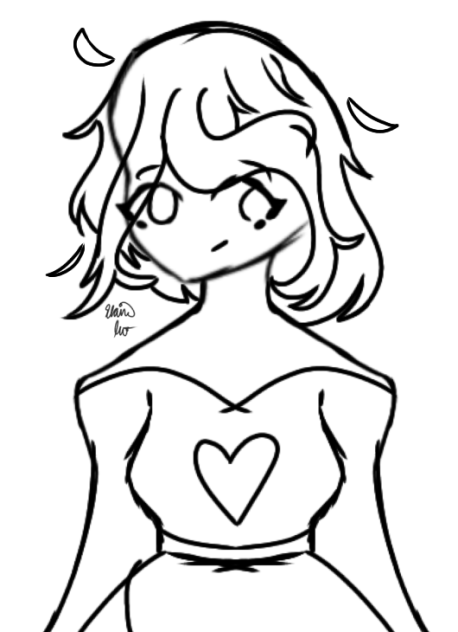 A Girl With a Heart on Her Shirt Sketch