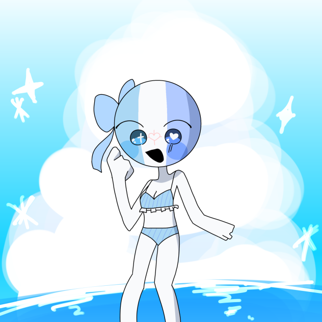 リク絵12  無理やりぶるーちゃんに水着着てもろた☆