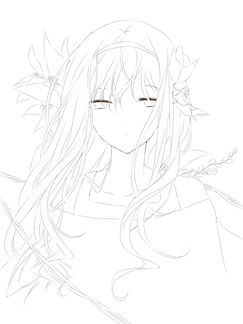 花　リメイク　線画