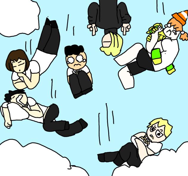 Me and my friends if we were falling