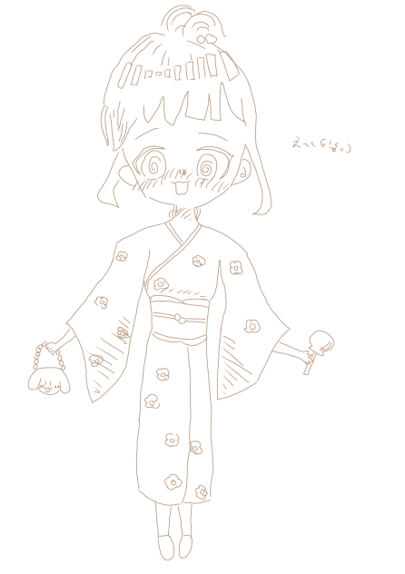 夏祭りの、女の子　塗り絵✌︎('ω'✌︎ )