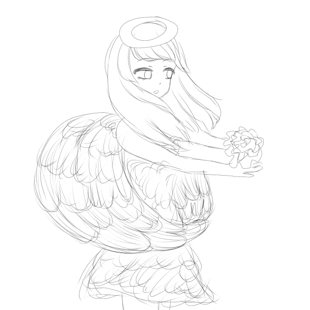 Angel with feathered orb