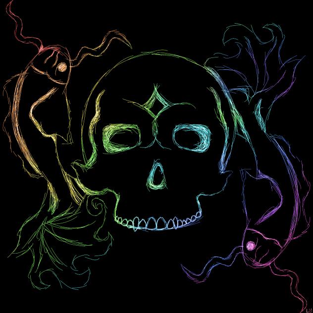 skull and koi