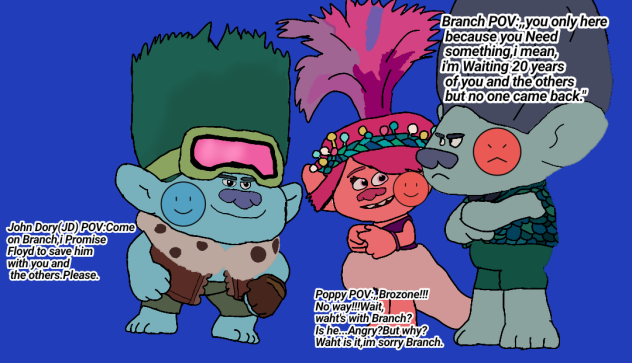 Branch and Poppy meet JD(John Dory)