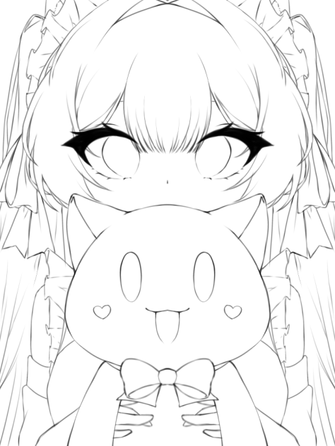 にゃんにゃんクリームソーダいかがですか　塗り絵