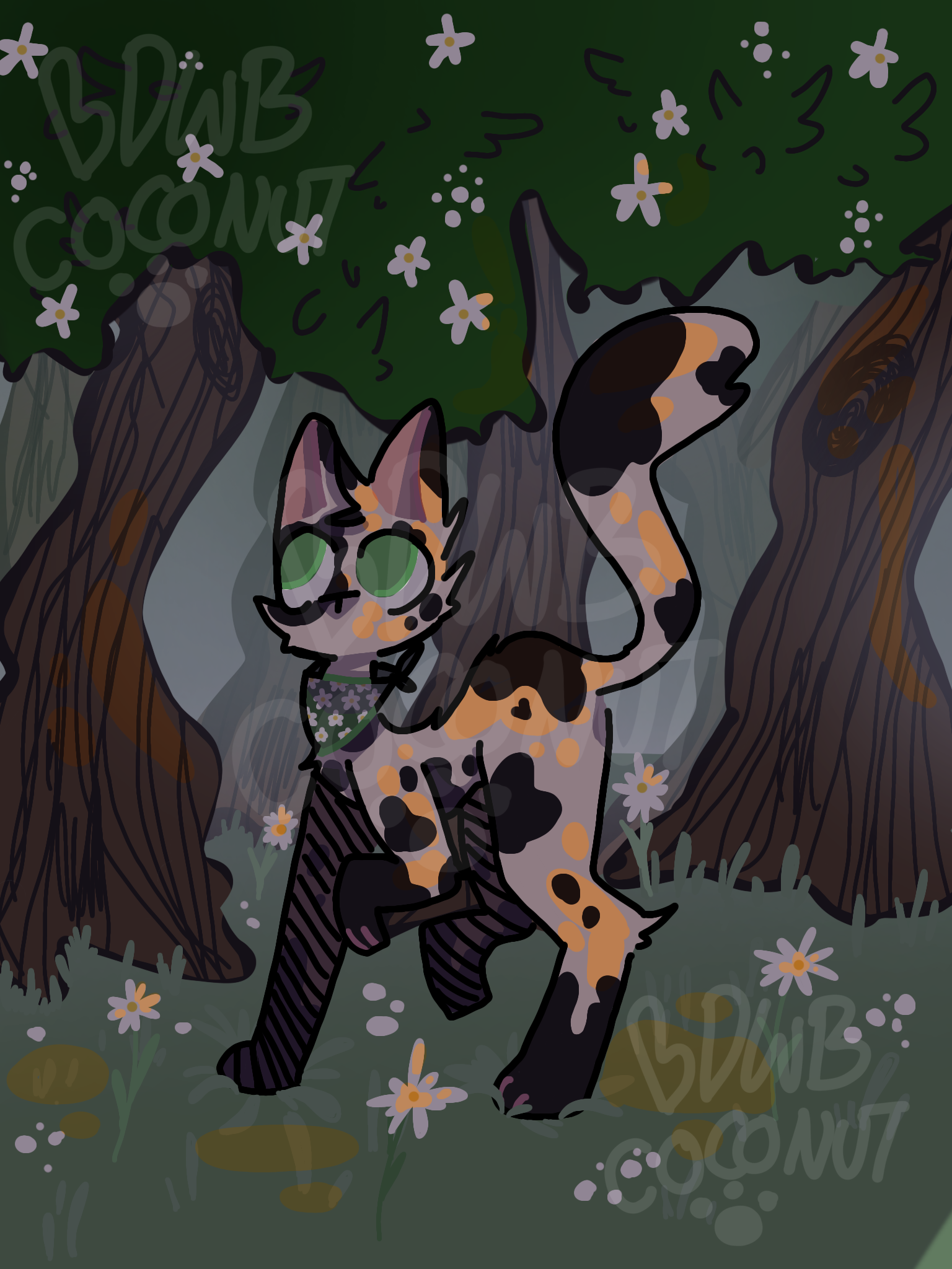 Cat Exploring forest - ibisPaint