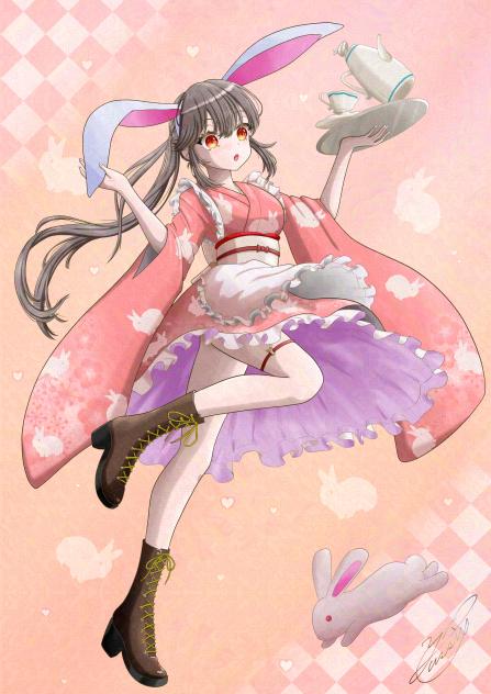 wmリクエストイラスト（着物うさぎメイド）