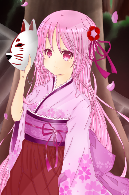 狐面と女の子