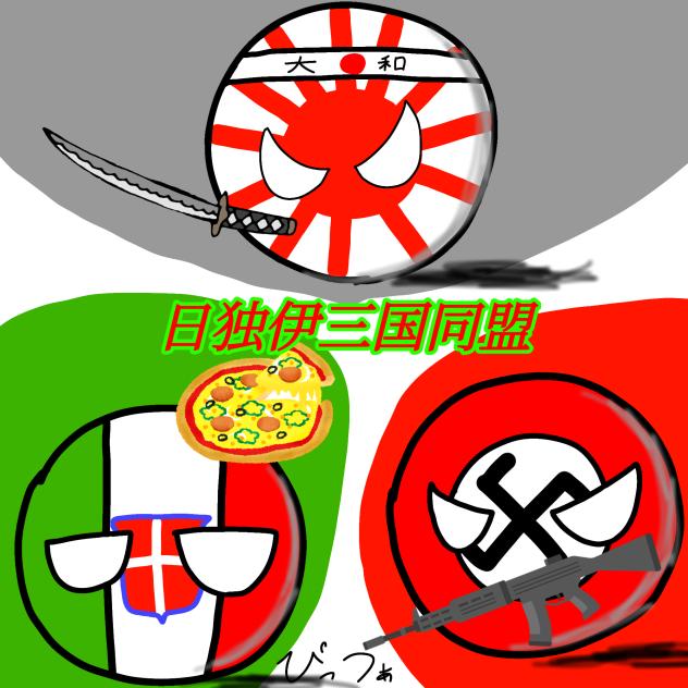 日独伊三国同盟　ポーランドボール　リメイク