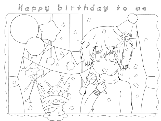 Happy birthday to me オリジナルver 線画