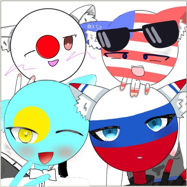 寝てる猫様(他二人)と合作！