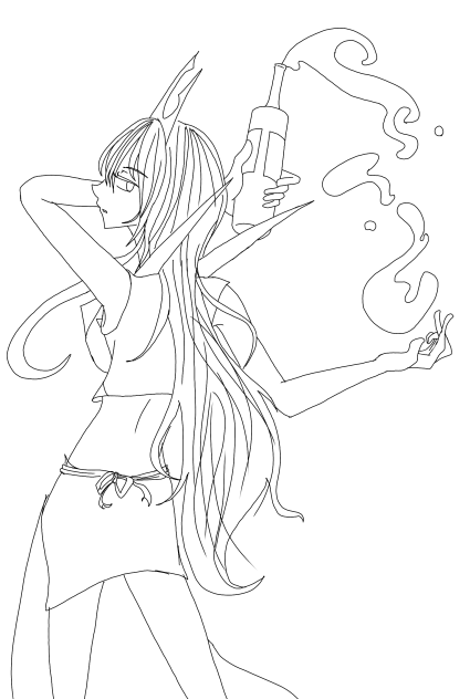 エンペルト♀擬人化線画