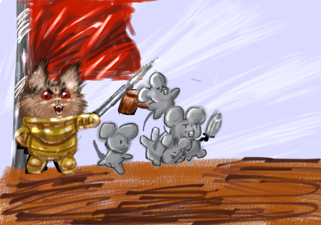 猫大将とネズミ兵士