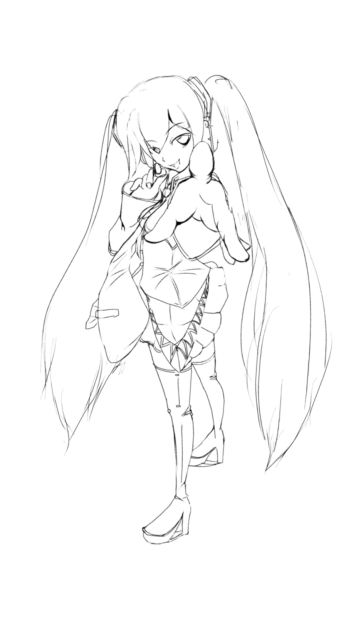初音ミク氏【線画】