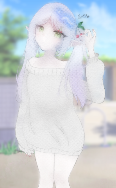 「お、おしゃれしてきたんだけど」水彩加工version