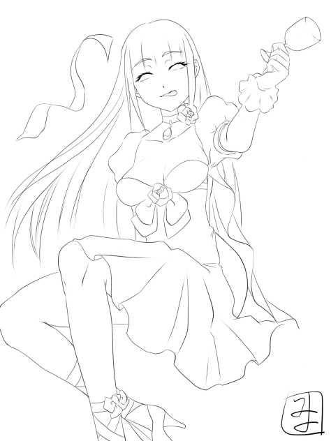 酔いどれメイド長line art