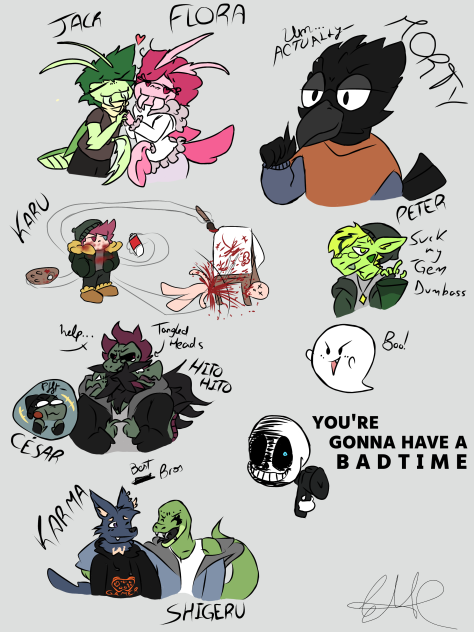 doodles of some of my old ocs_Restaurado