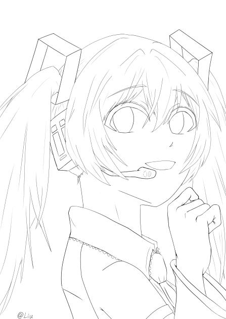 初音ミクチャレンジ（線画）
