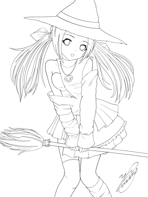 What, no more Halloween candy？（線画）