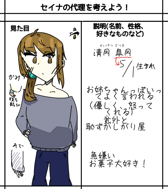 セイナの代理を考えよう！