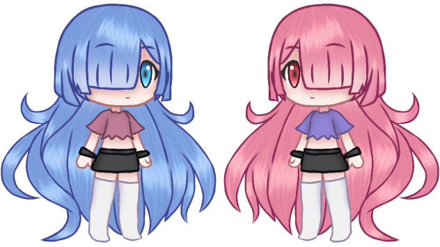 rem and ram with long hair