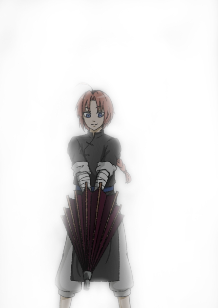傘を広げようとする神威 Ibispaint