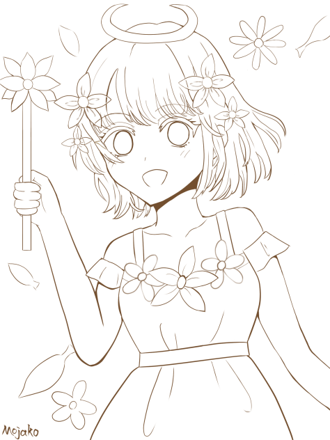 花の天使　線画