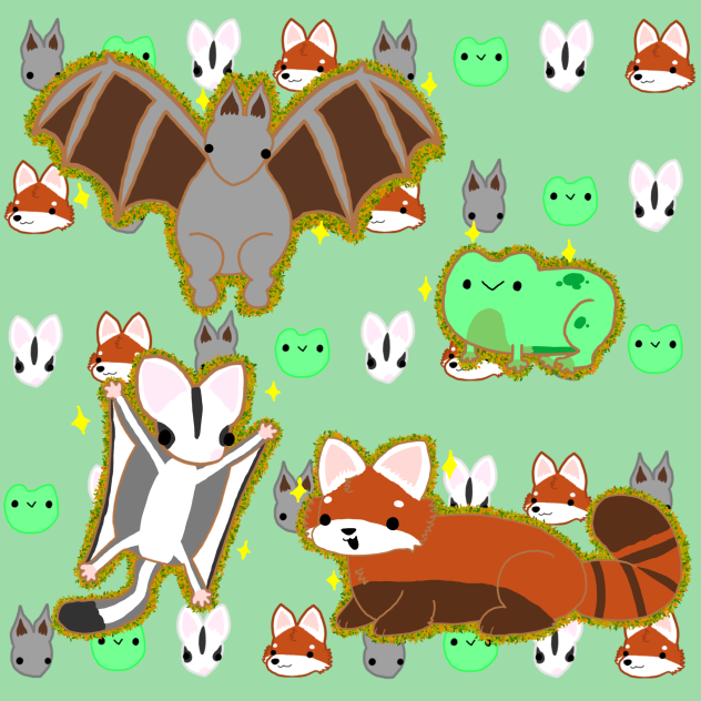 🦇🐸 red panda and sugar glider