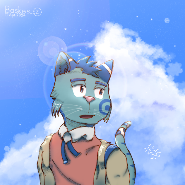 Blue cat white clouds