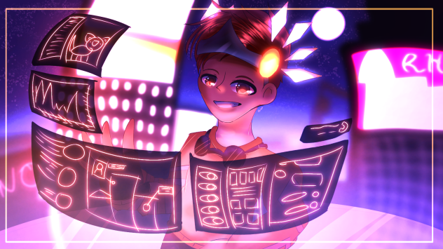Builder at nightlight