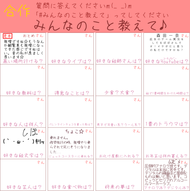 みんなのこと教えて合作〜！