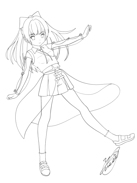 Balancing girl（線画）