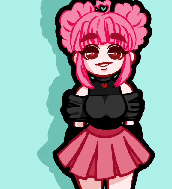 I drew a girl with pink hair