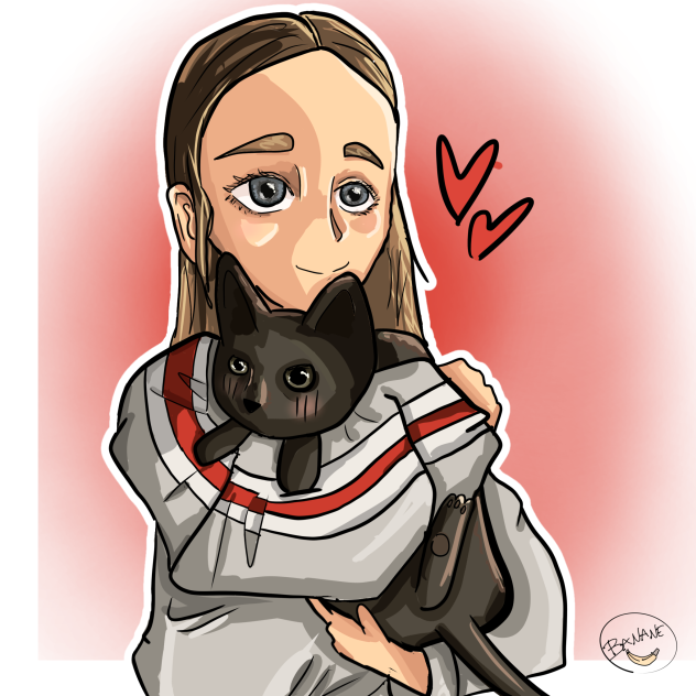 My friend with a cat ♡