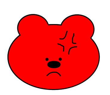 怒ってるくまを描きました(楕円定規・描画ツール使用)