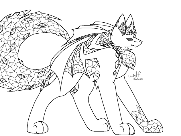 Crystal Cat Demon Coloring Page