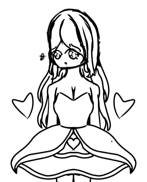 Beautiful Girl in a cute dress sketch