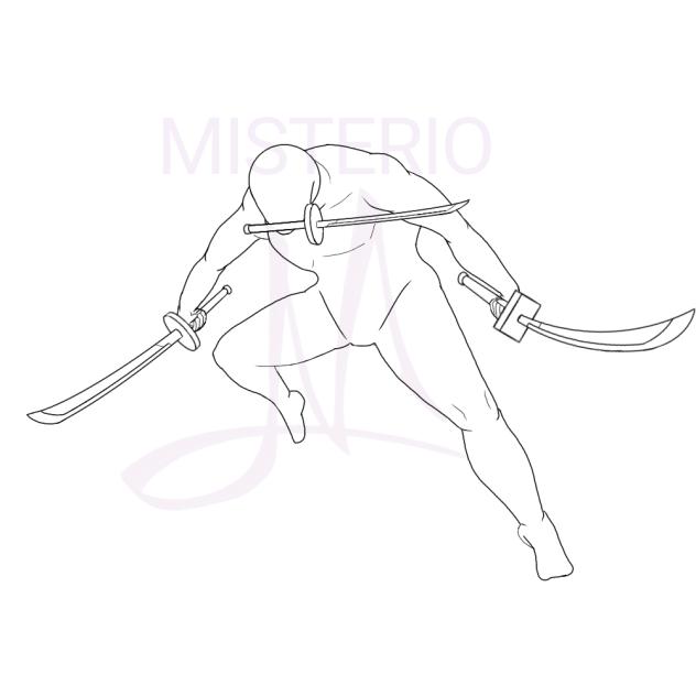 three katana style pose