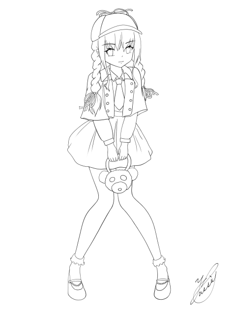 Waiting girl（線画）