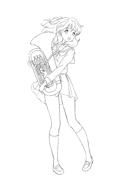 線画 響け！ユーフォニアム 黄前久美子