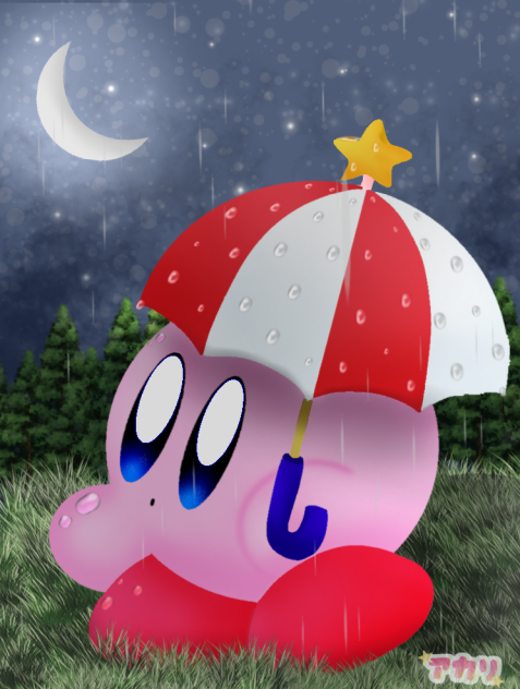 Kirby in the rain